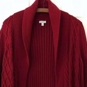 Talbots Cable Knit Open Cardigan Sweater Size M